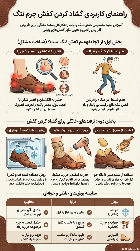 10 روش ساده برای گشاد کردن کفش چرم تنگ 2 گشاد کردن کفش